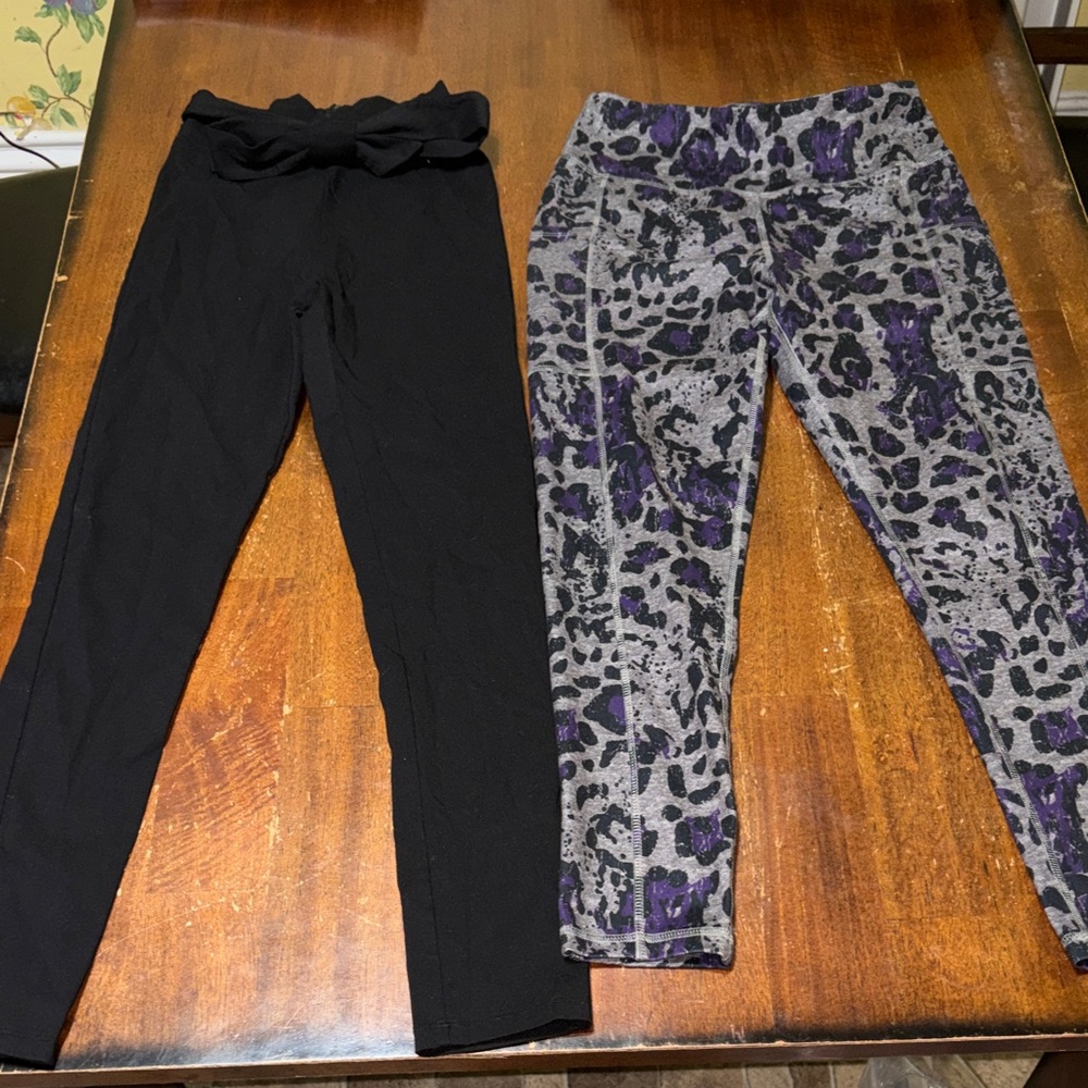 Fashion Nova Black and Live well active Gray and Purple Leopard Print Leggings